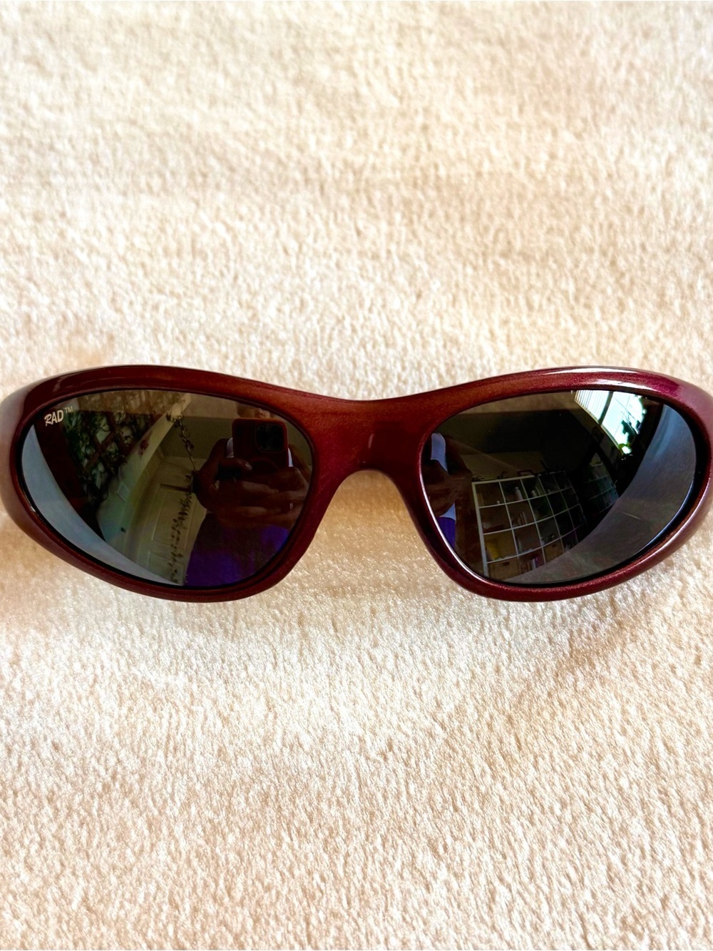Vintage Y2K Metallic Burgundy Sporty Sunglasses